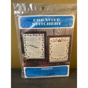 Vtg Crewell Creative Sampler Embroidery Kit 368c 11x14 Middle Complete